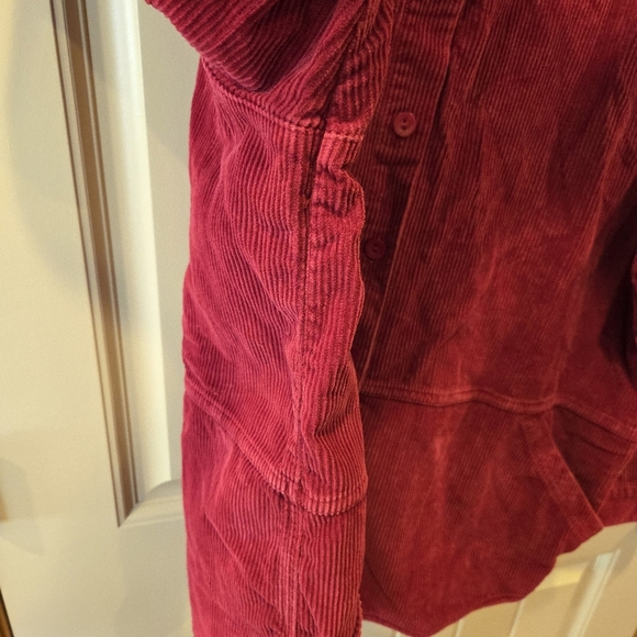 C.J. Banks Red Corduroy Button-Up Tunic Jacket 1X Pockets 100% Cotton - Picture 5 of 14